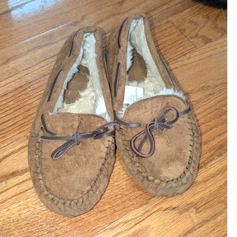 Lane Bryant faux fur moccasins slippers 9 W Wide Width